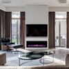 60 inches Electric Fireplace Recessed and Wall Mounted, Fireplace Heater and Linear Fireplace, with Timer, Remote Control, Adjustable Flame Color, 750w/1500w, Black