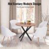 5 Pieces Dining Table Set for 4, 37”Home Kitchen Round Dining Table Set with Metal Base and Legs, Small Dining Table Chair Set, Fuzzy Sherpa Upholstered Armchairs