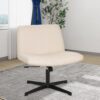 FDW Criss Cross Chair Armless Cross Legged Office Desk Chair Adjustable Swivel Ergonomic Desk Chair No Wheels U Shaped Backrest with Wide Seat Native Sponge Computer Task Vanity Chair for Home Office