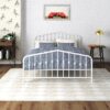 Novogratz Bushwick Metal Bed, Modern Design, Queen Size - Off White