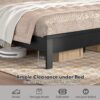 Giantex Wood Queen Platform Bed Frame with Headboard, Mid Century Bed Frame with Solid Wood Legs & Wooden Slat Support, Easy Assembly Supports 500 LBS, Black Bed