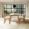 4-Piece Farmhouse Dining Set, Wooden Table with 2 Chairs, Bench Seat, Mid-Century Modern Wooden Table & Upholstered Chair Set for Home, Kitchen, Dining Room, Solidwood Legs