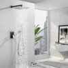 819PoCagwgL._AC_SL1500_.jpg WELLFOR 12-In Wall Mounted Rain Shower Faucet with Single Handle and Handheld Spray, Waterfall Dual Head Shower Head System with 2-way Diverter, Pressure-balanced Valve Included, Matte Black