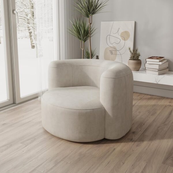 Acanva Luxury Modern Tight Curved Back Velvet Sofa, Minimalist Style Comfy Couch for Living Room Apartment Reception Space, Cream Single Chair Set of 2