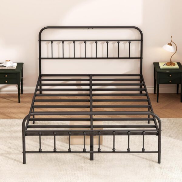 Metal Bed Frame - Structurally Stable Heavy Duty Steel Slat Supported Full Bed Frames,No Box Spring Needed for Easy Removal and Transport.