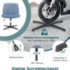DUMOS Criss Cross Legged Office Chair, Armless Wide Seat No Wheels, Modern Home Desk Height Adjustable Swivel Fabric Vanity Seating for Bedroom