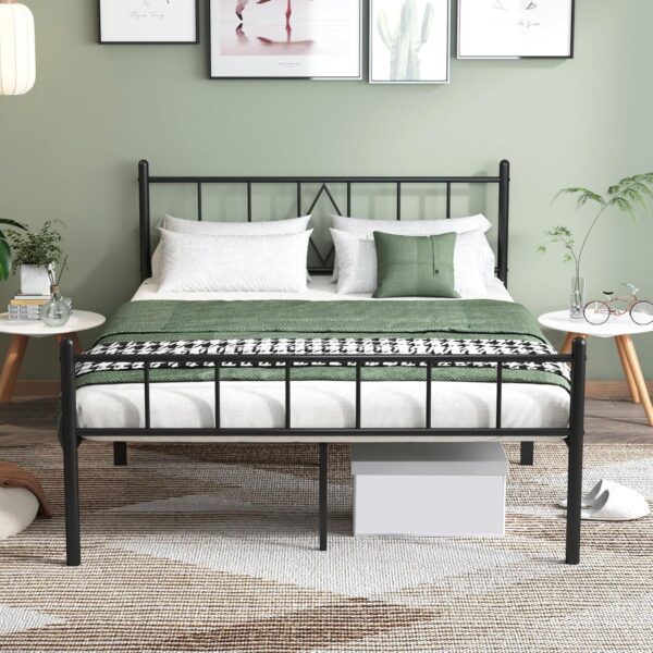 14 Inch Full Size Bed Frames with Headboard/Footboard, Under Bed Storage, Strong Metal Slats Support, No Box Spring Needed, Noise Free, Easy Assembly, Black