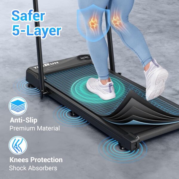 THERUN Walking Pad Treadmill, 2.5 HP Under Desk Treadmill, 2 in 1 Foldable Treadmill for Home, Walking Pad with Handle Bar, 15" Widened Running Belt, Treadmill with Remote Control & LED Screen