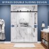 55-59" W x 72" H Frameless Shower Door Double Sliding Bathroom Door, Reversible Door Installation, Clear Tempered Glass, 304 Stainless Steel, Matte Black