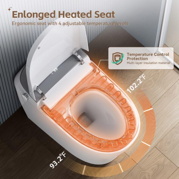 Luxury Smart Toilet with Bidet Built In, Bidet Toilet with Heated Seat, Elongated Japanese Toilet with Automatic Flush, Dryer, Night Light, Digital Display