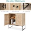 Best Choice Products 2-Door Rattan Storage Cabinet, Accent Furniture, Multifunctional Cupboard for Living Room, Hallway, Kitchen, Sideboard, Buffet Table w/Non-Scratch Foot Pads - Natural