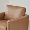CHITA Genuine Leather Swivel Accent Chair, FSC Certified Mid Century Modern Arm Chair for Living Room and Bedroom, Saddle