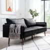 Vonanda Faux Leather Sofa Couch, Mid-Century 73 Inch 3 Seater Leather Couch with Wood Grain Metal Legs and Bolster Pillows for Living Room,Elegant Black