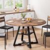 81Bzvwde1DL._AC_SL1500_.jpg Round Dining Table for 4, Kitchen Table, Dining Table, Circle Table, Round Pedestal Dining Table, Dining Room Table, Dinner Table,Space Saving Wood Kitchen & Dining Room Tables, 47In, Rustic Brown
