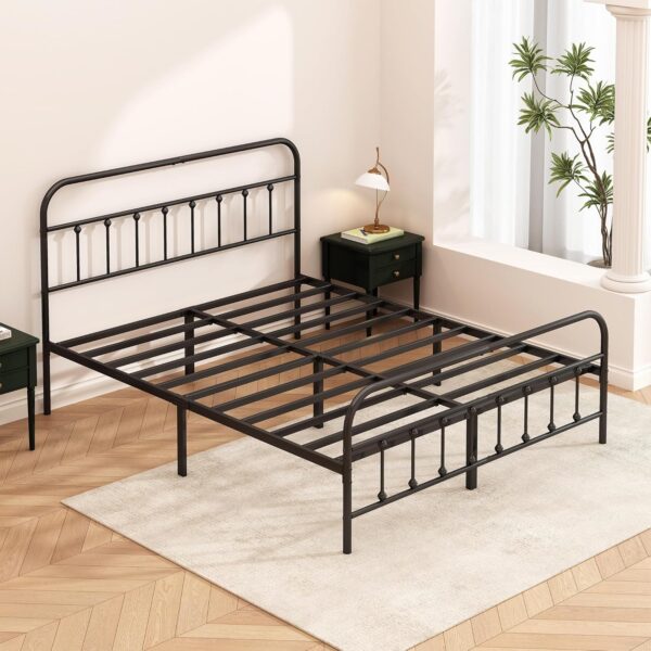 Metal Bed Frame - Structurally Stable Heavy Duty Steel Slat Supported Full Bed Frames,No Box Spring Needed for Easy Removal and Transport.
