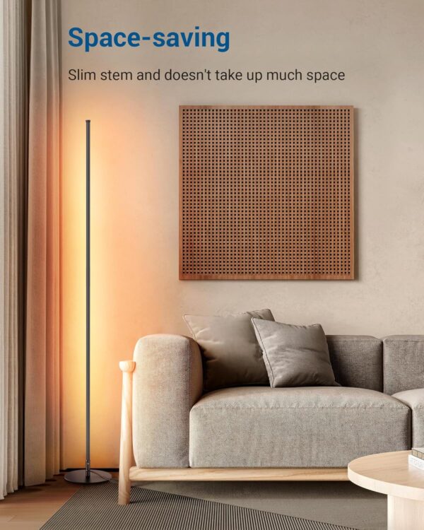 DEWENWILS LED Corner Floor Lamp, Set of 2 Modern Dimmable Mood Floor Light, 57.5" Minimalist Standing Tall Lamp for Living Room, Bedroom, Office, 3000K Warm White Light (Black)