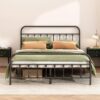Metal Bed Frame - Structurally Stable Heavy Duty Steel Slat Supported Full Bed Frames,No Box Spring Needed for Easy Removal and Transport.
