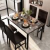 81DfsZdD2OL._AC_SL1500_.jpg AWQM 5 Piece Dining Table Set for 4,Faux Marble Kitchen Table and Chairs for 4, Modern Dining Room Table Set with 4 Chairs,Dinner Table Set for Small Spaces, Brown