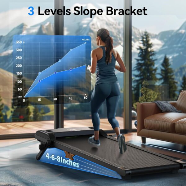 Walking Pad with Incline, 2.5HP Under Desk Treadmill, 3 in 1 Portable Treadmill with Remote Control, LED Display, Hidden Safety Switch, Mini Walking Jogging Machine for Home Office