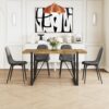 Rustic 5 Piece Dining Room Table Set for 4 People, Mid Century Modern 55 Inch Rectangle Wood Kitchen Dining Table with 4 Fabric Chairs Set, Suitable for Kitchen Dining Room