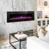 R.W.FLAME 60" Recessed and Wall Mounted Electric Fireplace, Low Noise, Fit for 2 x 6 Stud, Remote Control with Timer, Touch Screen, Adjustable Flame Color and Speed, 750-1500W