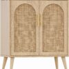 Rovaurx Rattan Storage Cabinet with Doors, Accent Bathroom Floor Cabinet, Modern Sideboard Buffet Cabinet for Living Room, Entryway, Dining Room and Kitchen, Natural BMGZ108M