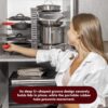 GeekDigg Adjustable Pots and Pans Organizer - 8 Tier Versatile Kitchen Pot Rack for Counter and Cabinet - Easy Setup, 3 DIY Installation Ways, Accommodates 8+ Pots and Pans - Space-Saving Black Design