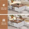 SEDETA 31.5" Lift Top Coffee Table with Storage, Square Coffee Table for Living Room, Farmhouse Coffee Table with Large Hidden Storage Compartment and Adjustable Shelves, White