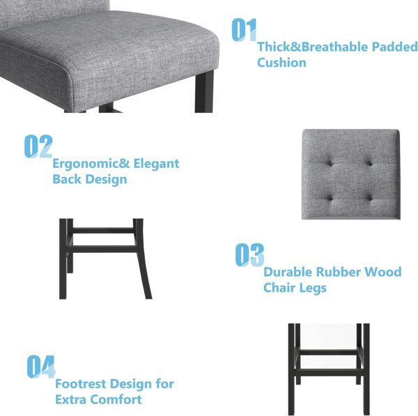 81G1H0AJjwL._AC_SL1500_.jpg Merax 5 Piece Counter Height Kitchen Table Set,Wood Dining Table Set for 4,Rectangle Table with 4 Upholstered Dining Chairs for Kitchen Apartment,Black