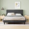 ZINUS Full Piper Upholstered Platform Bed with Horizontal Paneled Headboard, Wooden Slat Support, No Box Spring Needed, Easy Assembly, Eco Friendly Packaging, Dark Grey