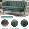 59" Wide Modern Boucle Loveseat Small Sofa Small Mini Room Couch 2-Seater Sofa with Gold Metal Legs for Small Space Office Studio Apartment Bedroom (Green)
