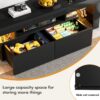 YESHOMY Modern LED TV Stand for Televisions up to 70 Inch with Glass Shelves and Drawer, Gaming Entertainment Center with Multiple Dynamic RGB Modes, for Livingroom, Bedroom, 60 Inch, Black