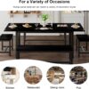 Feonase 5-Piece Dining Table Set for 4-8 People, 63" Large Extendable Kitchen Table Set with 2 Benches and 2 Square Stools, Dining Room Table with MDF Wood Board, Easy Assembly, Black