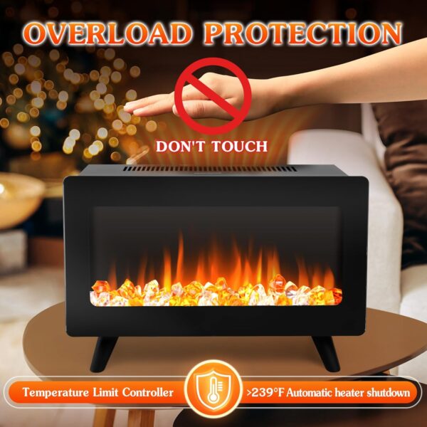 16" Freestanding Electric Fireplace Heater - Fire Places Electric Fireplace Stove with Realistic LED 3D Flames, Infrared Heater Indoor, Small Space Heater, 1500W, Overheating Protection