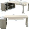 Tribesigns 78.7-Inch Executive Desk, L-Shaped Desk with Cabinet, Large Office Desk with Storage Shelves, Writing Table Desk Business Furniture Set for Home Office, Gray and Cream White