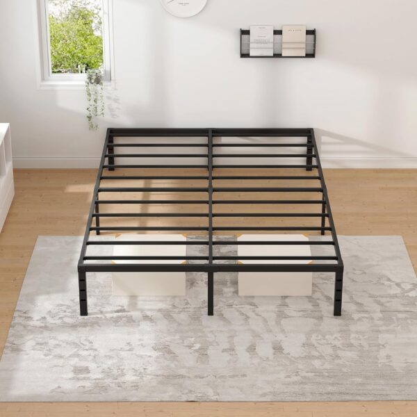 Metal Bed Frame,Full Size Bed Frame with Storage Space,Heavy Duty Sturdy Mattress Foundation,Easy Assembly,No Box Spring Needed, Black,14 Inch,Full