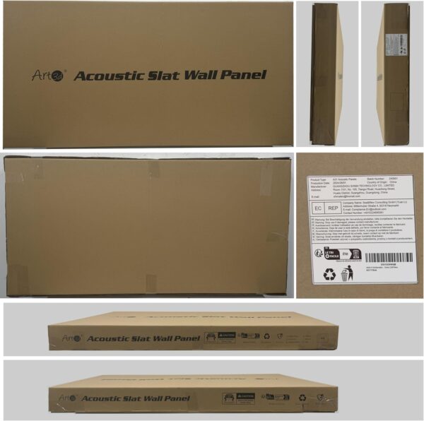 Art3d 2 Wood Slat Acoustic Panels for Wall and Ceiling - 3D Fluted Sound Absorbing Panel with Wood Finish - Walnut