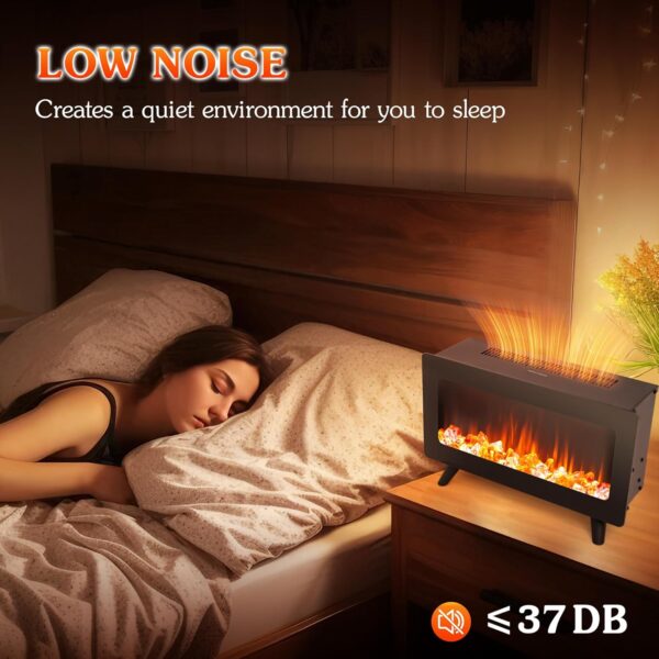 16" Freestanding Electric Fireplace Heater - Fire Places Electric Fireplace Stove with Realistic LED 3D Flames, Infrared Heater Indoor, Small Space Heater, 1500W, Overheating Protection