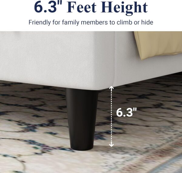 Allewie Full Platform Bed Frame/Velvet Upholstered Bed Frame with Vertical Channel Tufted Headboard/Strong Wooden Slats/Mattress Foundation/Box Spring Optional/Easy Assembly/White
