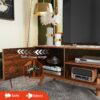 WLIVE TV Stand for 55 60 inch TV, Mid Century Modern TV Console, Entertainment Center with Storage for Living Room, Retro Brown