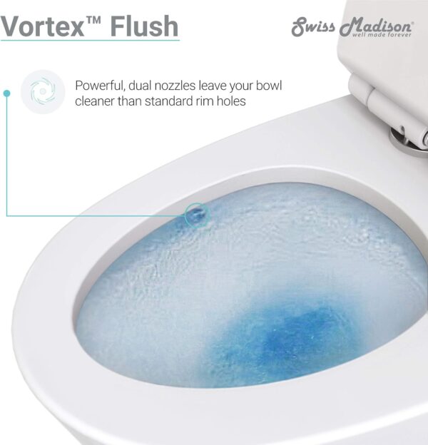 Swiss Madison SM-1T254 St. Tropez One Piece Toilet Dual Tornado Flush 0.8/1.28 GPF with Soft Closing Seat, Comfort Height