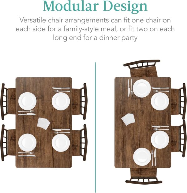 Best Choice Products 5-Piece Metal and Wood Indoor Modern Rectangular Dining Table Furniture Set for Kitchen, Dining Room, Dinette, Breakfast Nook w/ 4 Chairs - Drift Brown