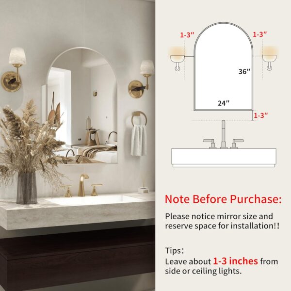 Silver Medicine Cabinet with Mirror, Bathroom Arched Medicine Cabinet Wall Mounted, Modern Vanity Mirror with Storage, Mirrored Cabinet with Adjustable Shelves, Not Recessed, 24x36 Inch