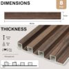 8-Pack WPC Slat Wall Panels, 96 x 6 in Decorative Acoustic Slats 3D Wall Panels, Water-Proof and Easy Installation, Dark Walnut