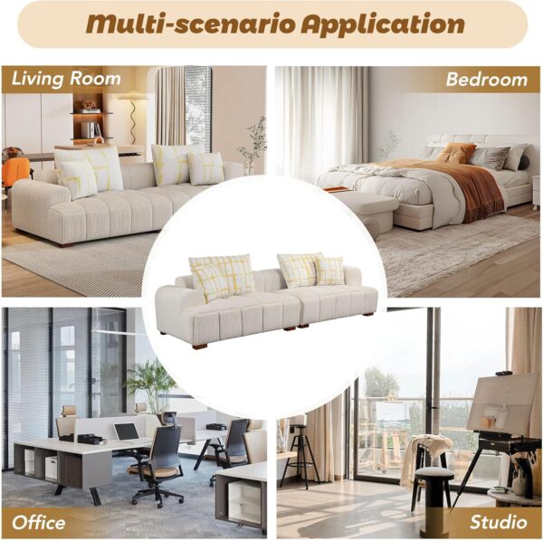 Merax Modern 103.9'' Comfy Couch with 4 Pillows, Corduroy Fabric Sofa for Living Room Bedroom Office Beige