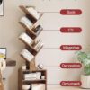 SUNMORY 6 Tier Tree Bookshelf, Small Bookcase with Storage Cabinet, Modern Tall Narrow Bookshelves Organizer, Floor Standing Book Shelf for Bedroom/Living Room/Home Office/Corner, Rustic Brown