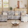 JUMMICO Sectional Couches for Living Room, U Shaped Couch with Chenille Fabric, 4 Seat Modern Sofa with Removable Pillows for Apartment and Small Space (Fabric, Grey)