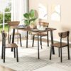 Kitchen Dining Table Set for 4, Modern Rectangular 5 Piece Dining Room Table and Chairs Set, Brown Wooden Metal Table Set for Family Dinner, Party, Afternoon Tea and Work (Curved Moon)
