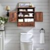 Bathroom Wall Cabinet, Farmhouse Medicine Cabinet, 24" Wide Bathroom Cabinet with Drawer, Adjustable Shelf, Double Barn Doors, Storage Cabinet for Bathroom, Kitchen, Living Room, Brown