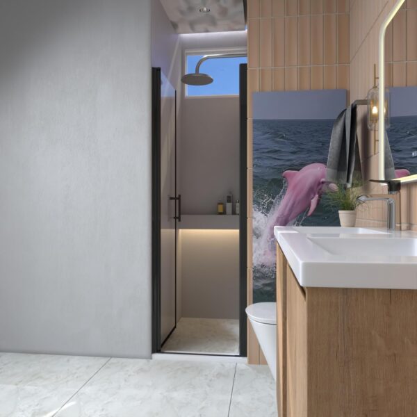Matte Black Finish Pivot Shower Door – 24" W x 72" H Adjustable Frameless Glass Door with Magnetic Seal & Stainless Steel Handle, Easy Installation